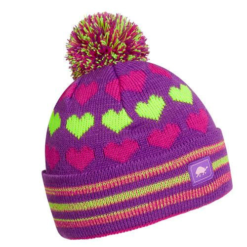 Kids Candy Hearts Beanie / Color-Orchid