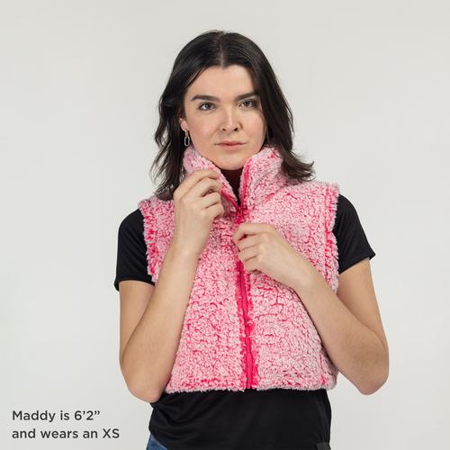 Comfort Lush Cropped Fleece Vest / Color-Luscious Pink