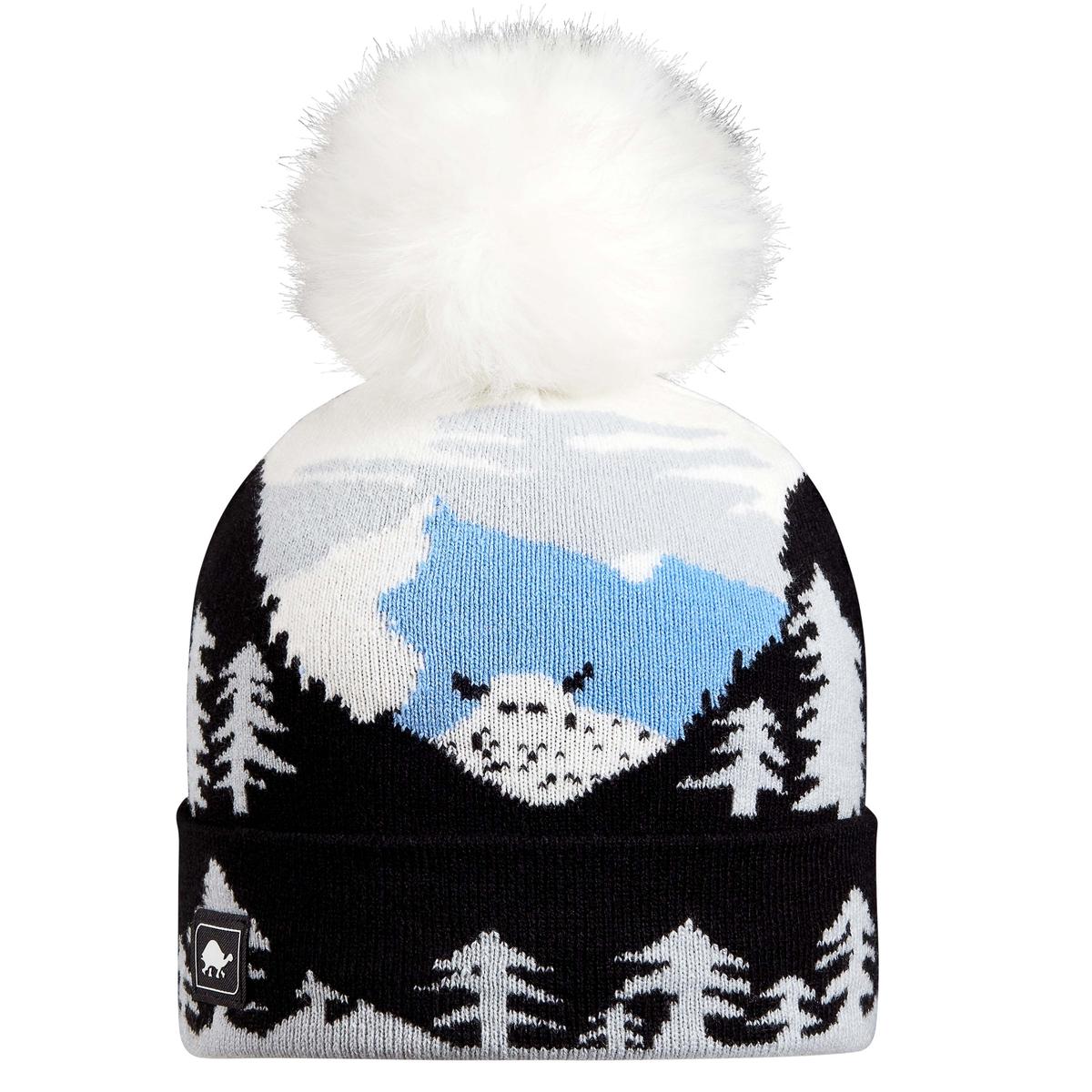 Youth Peeking Yeti Faux Fur Pom / Color-Black