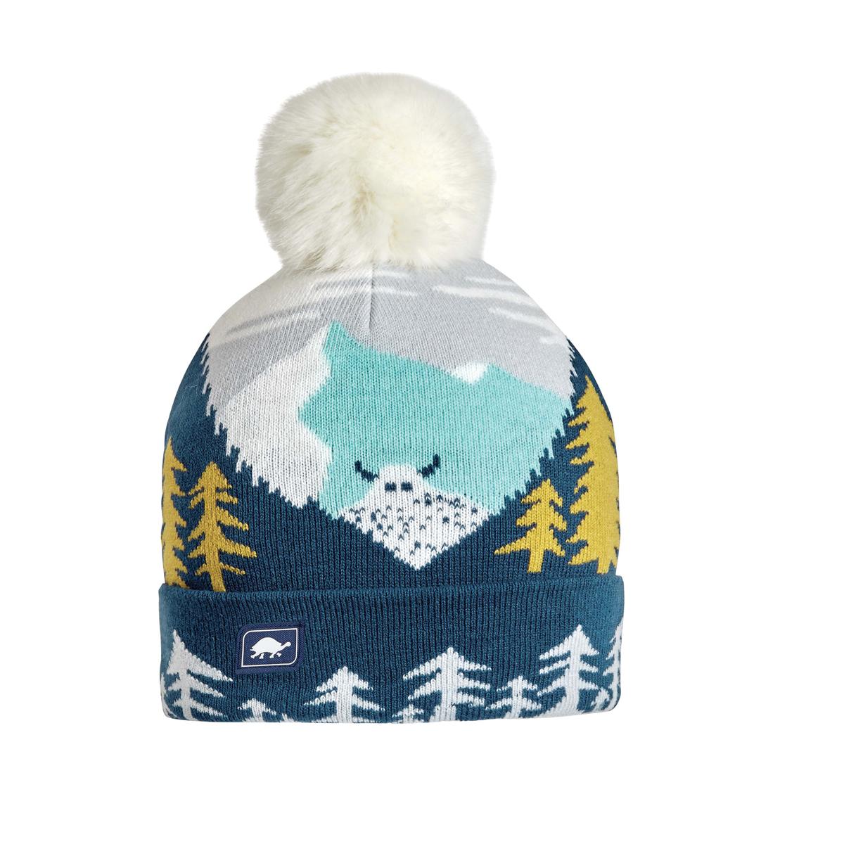 Youth Peeking Yeti Faux Fur Pom / Color-Navy