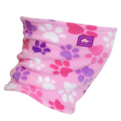 Kids Playful Prints Fleece Neck Warmer / Color-Pink Paws