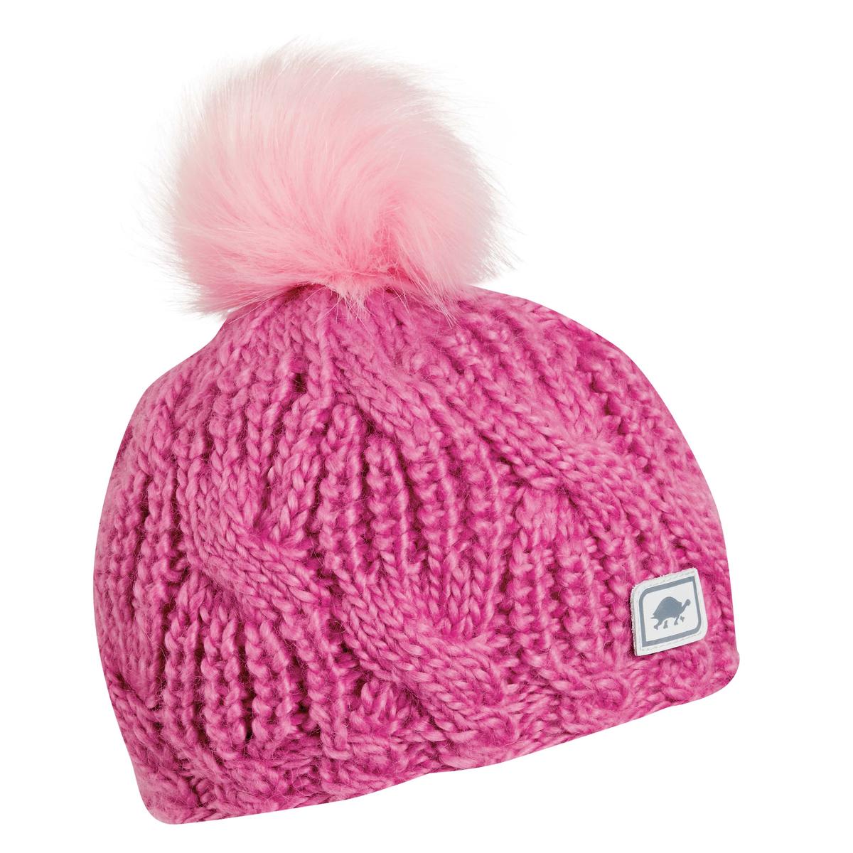 Youth Merino Wool Amelia Faux Fur Pom / Color-Hottie Pink